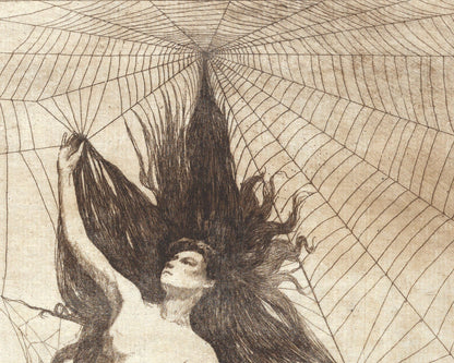 Vintage spider woman art | Arachne | Greek mythology sketch | Vintage gothic nude | Occult, Dark wall art | Victorian spider woman
