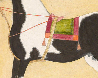 Horse art print | The Iraqi Steed Jugaldan | Animal wall art | Piebald horse and saddle | Indian artist | Bhavani Das | 1720