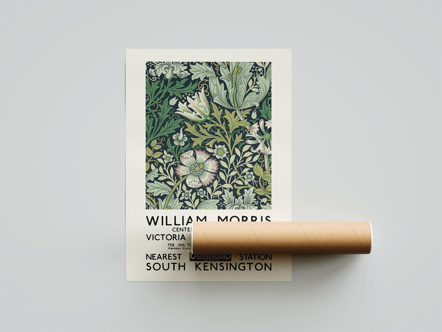 William Morris Exhibition Poster, Art Nouveau, Victoria and Albert Museum, Morris Flower Pattern, Home Decor, Wall Art