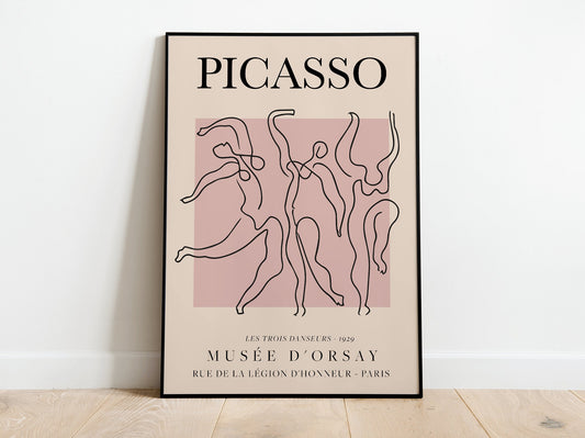 Picasso Exhibition Poster, Dance, Vintage Art, Minimalist Poster, Line Drawing, Art Print, Bedroom Art, Ideal Gift, Various Sizes