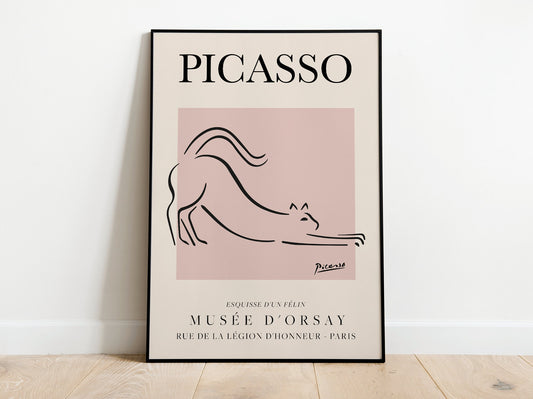 Picasso - The Cat, Exhibition Vintage Line Art Poster, Minimalist Line Drawing, Ideal Home Decor or Gift Print