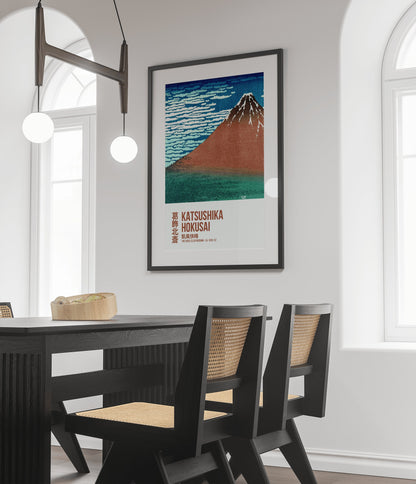 Japanese Wall Art Exhibition Poster by Katsushika Hokusai, Fine Wind, Clear Morning, Vintage Oriental Print