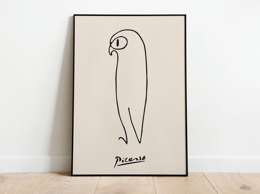 Picasso - Owl, Exhibition Vintage Line Art Poster, Minimalist Line Drawing, Ideal Home Decor or Gift Print