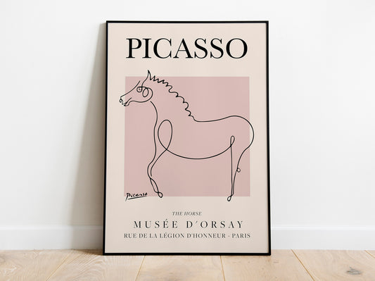 Picasso - Horse II Exhibition  Poster - Vintage Line Art Poster, Minimalist Line Drawing, Ideal Home Decor or Gift Print