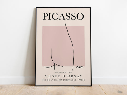 Picasso - Female Form, Exhibition Vintage Line Art Poster, Minimalist Line Drawing, Ideal Home Decor or Gift Print